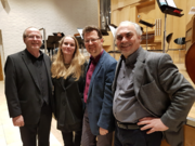 Tage Neuer Musik, 15.1.2019, HfKM Rgb., von links: Rektor Stefan Baier, Synke Roos, PD Peretti (Prof. Orgel, Wien), B. Putignano (Prof. Komposition, Bari)